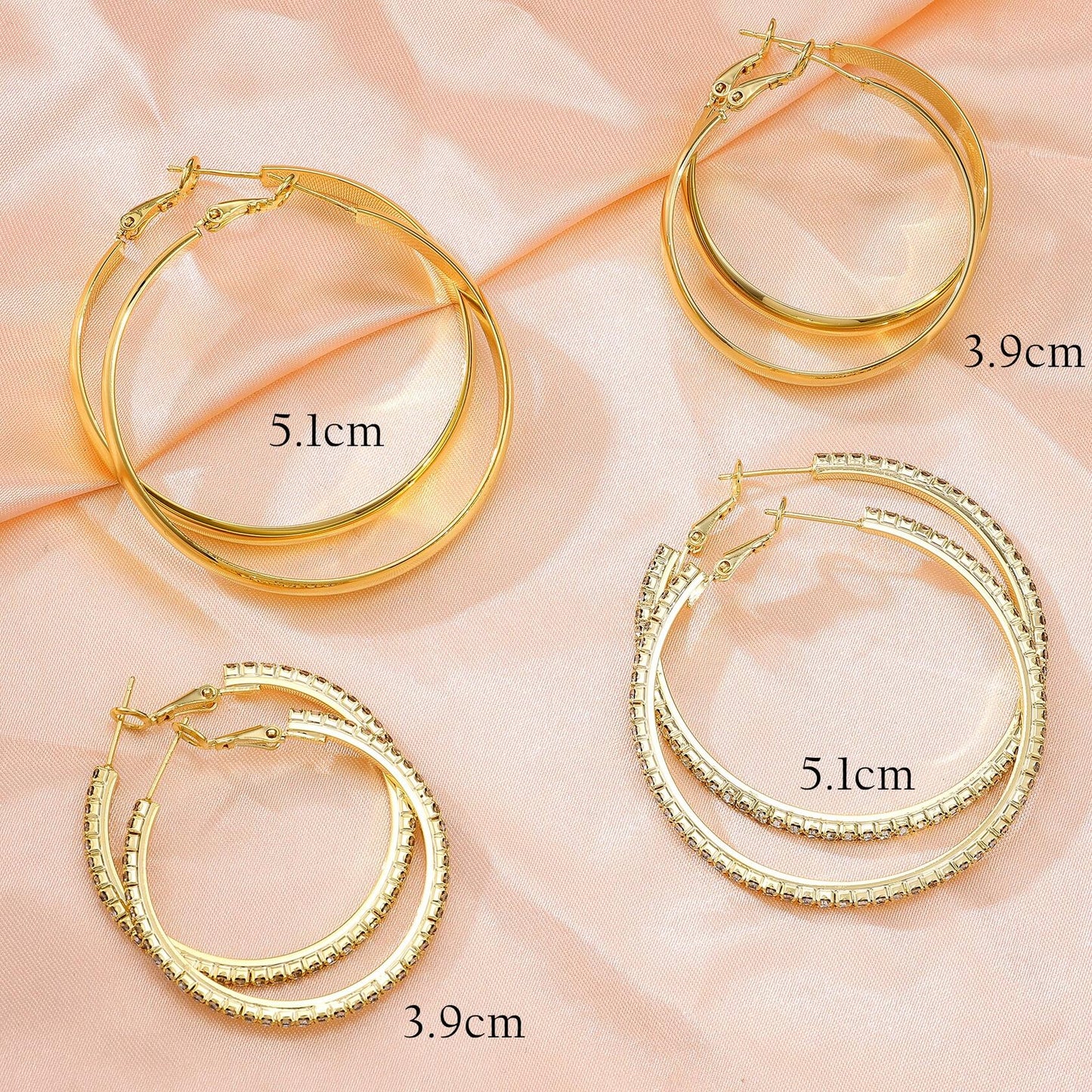 fcaylo 925 Sterling Silver Gold Hypoallergenic Lightweight Hoop Earrings 40mm