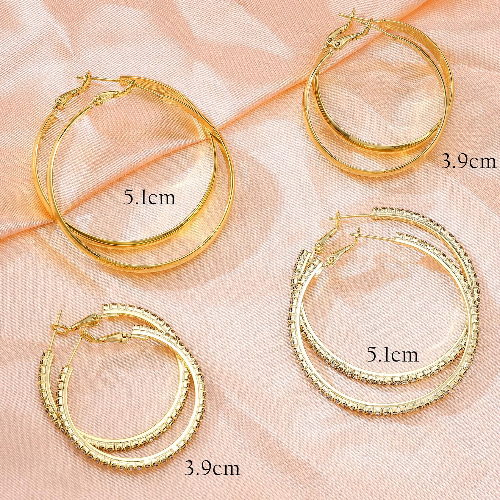 fcaylo 925 Sterling Silver Gold Hypoallergenic Lightweight Hoop Earrings 40mm