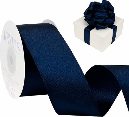 Traico 1.5" Navy Blue Satin Wired Ribbon 20 Yards for Christmas Wedding