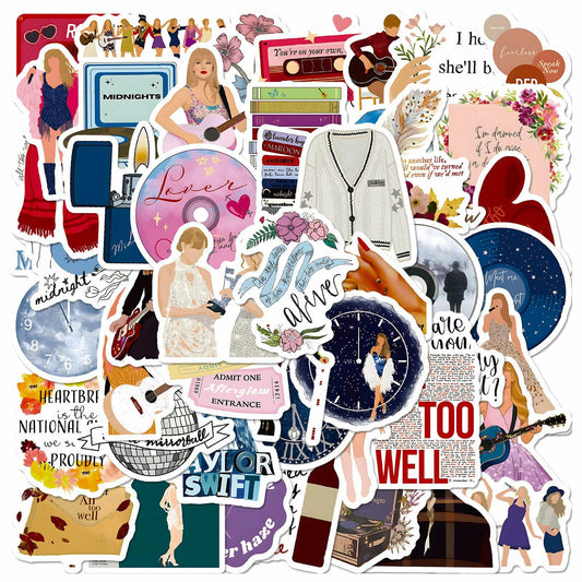 Kiislee 100 Popular Music Stickers Pop Singer Album Vinyl Multi-color