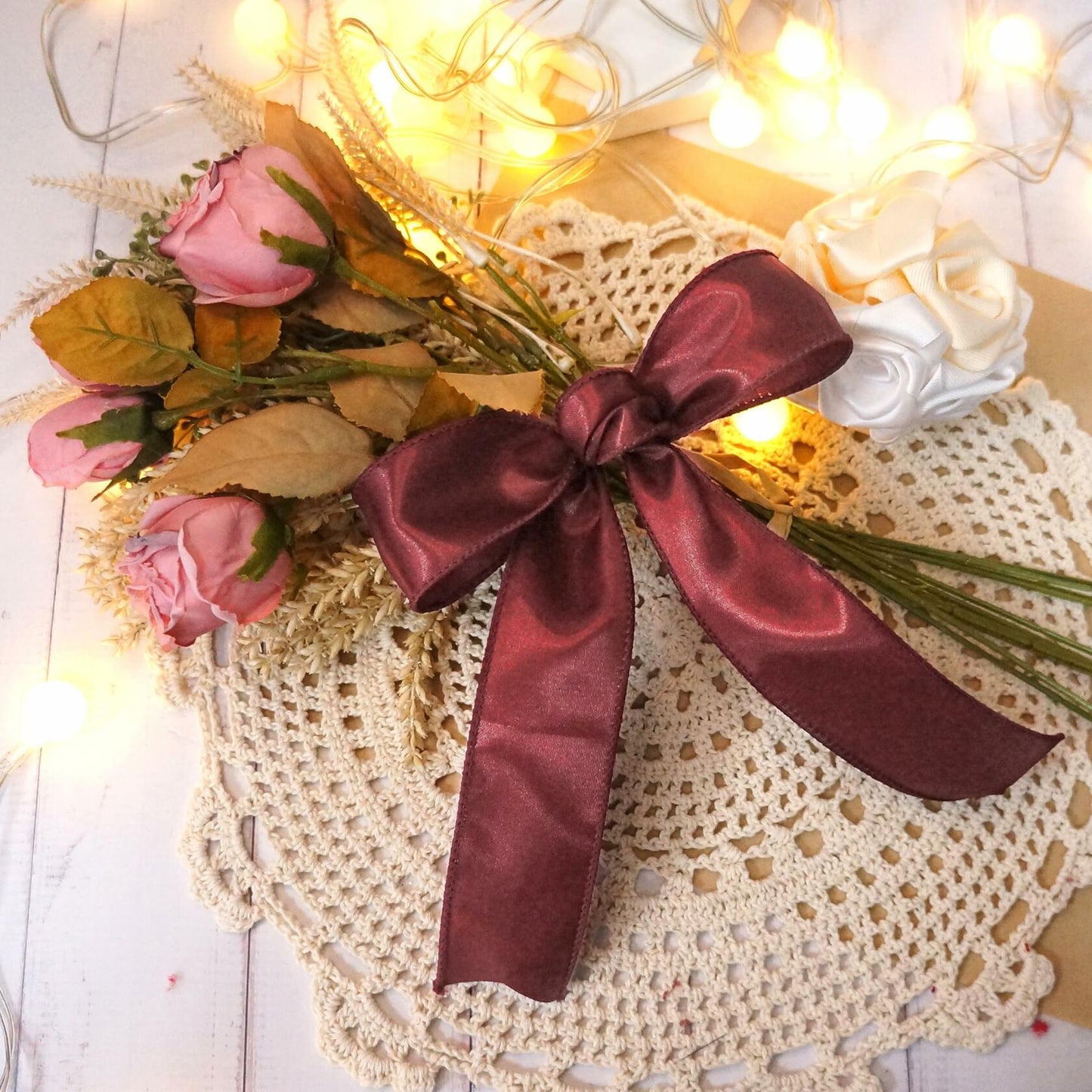 Traico 1.5" Navy Blue Satin Wired Ribbon 20 Yards for Christmas Wedding