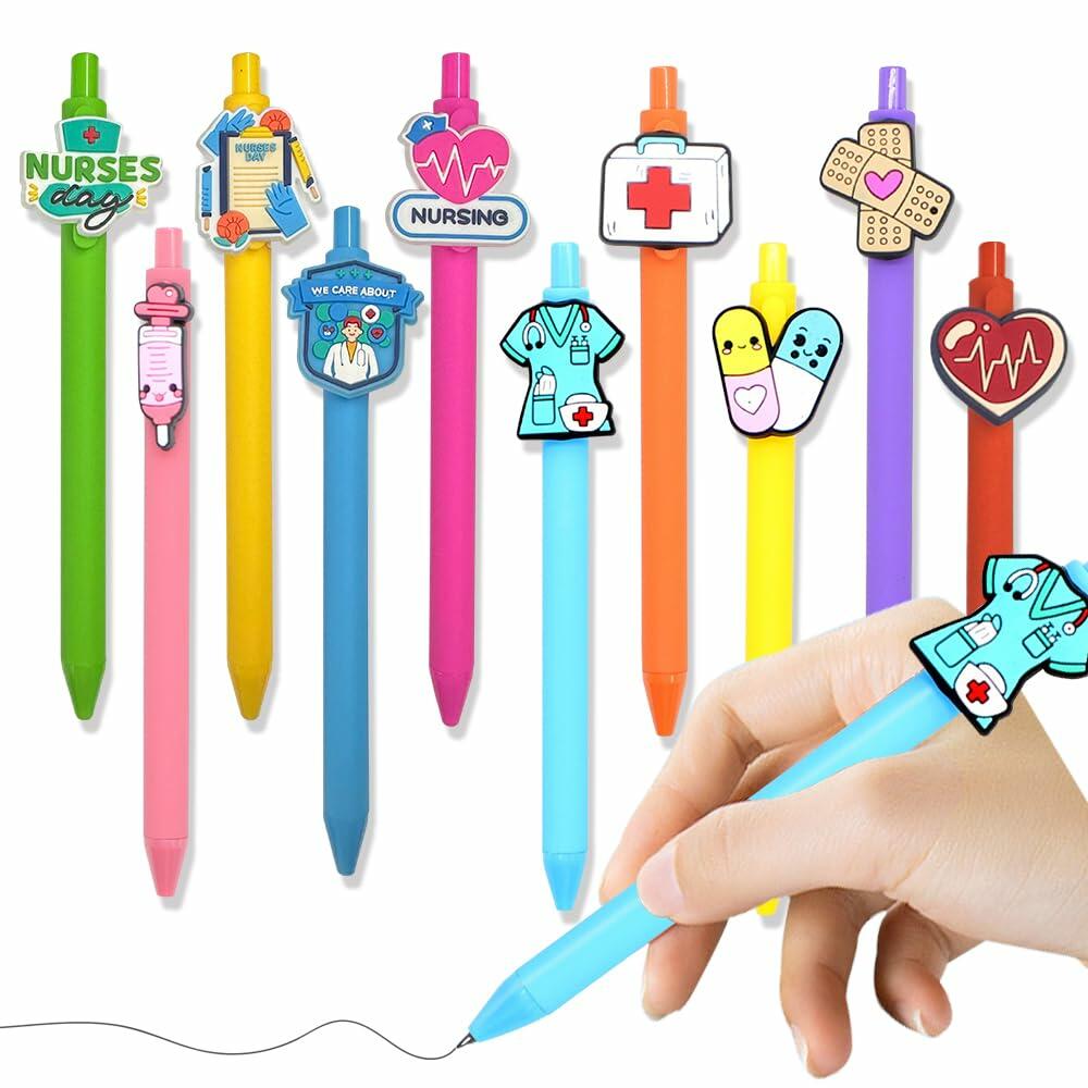 BAISDY 10pcs Nurse Pens Cute Nursing Student Essentials Black Ink