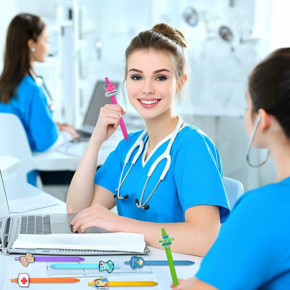 BAISDY 10pcs Nurse Pens Cute Nursing Student Essentials Black Ink