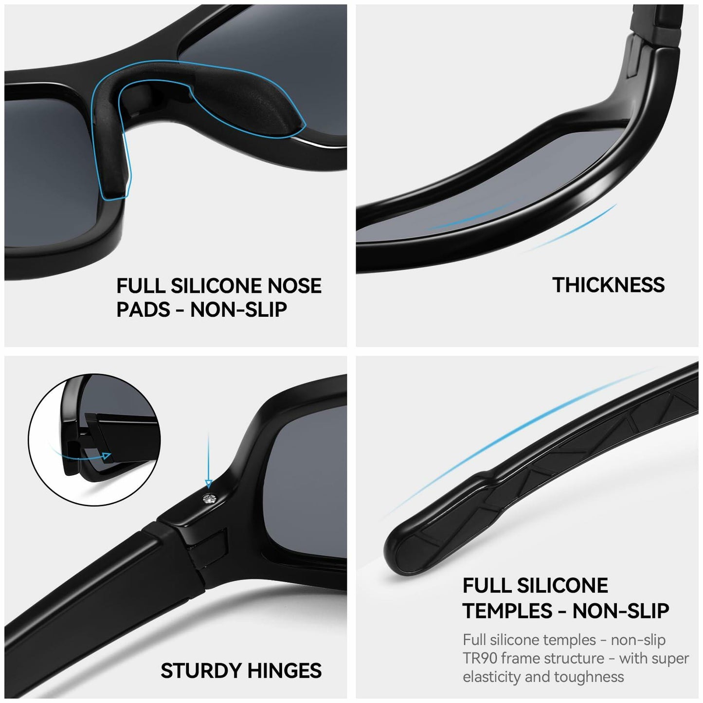 Dollger Polarized Sports Sunglasses Women Running Cycling UV400 Black Wraparound