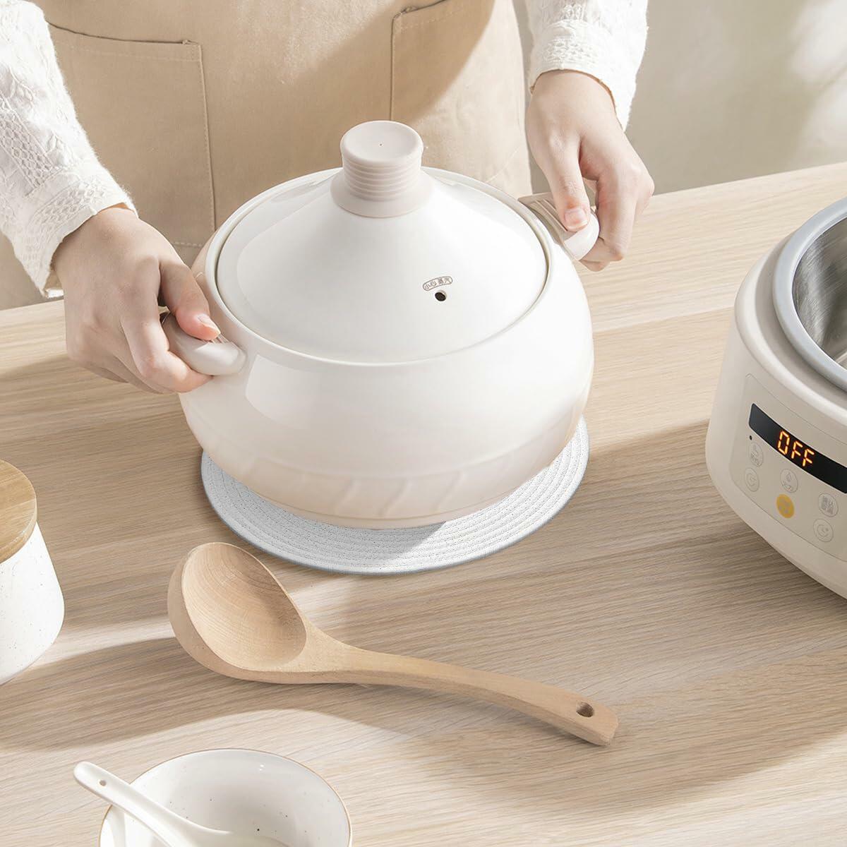 WEAVELYRICS 15" Round Braided Cotton Placemats Brown Set of 4