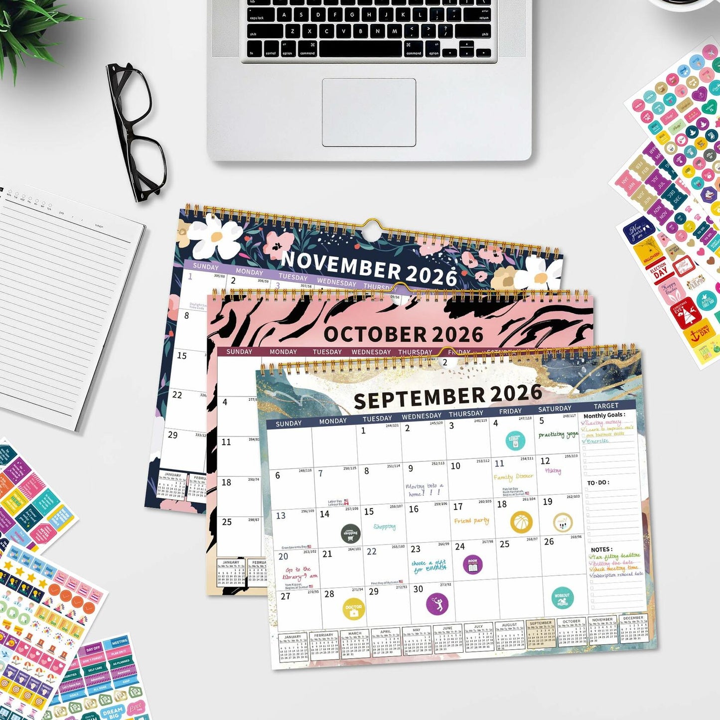 EYROZILL 2025-2026 Wall Calendar 17x22 Large Monthly Vertical 18 Month