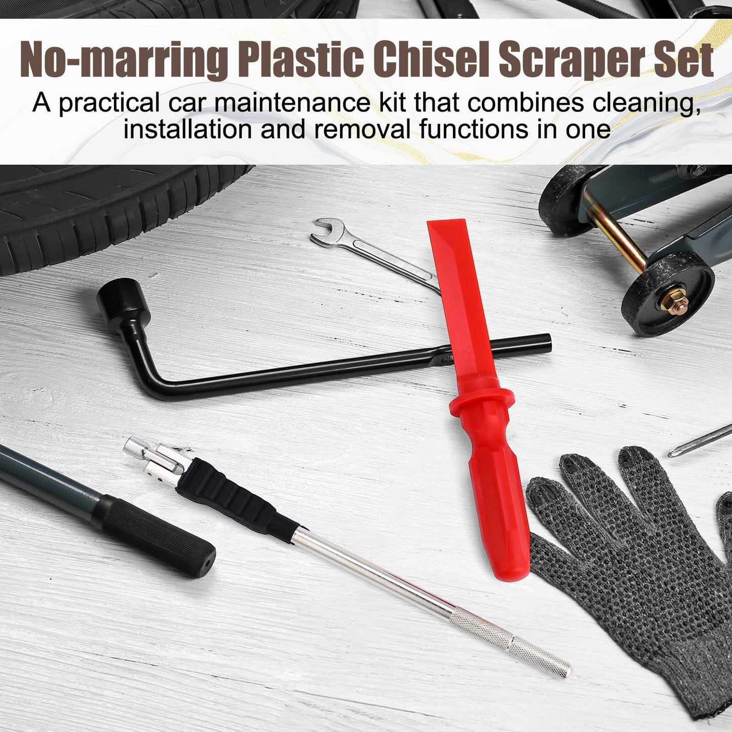 Tallew 2 Pcs Tire Valve Stem Puller & Scraper Tool Set with Rubber Boot