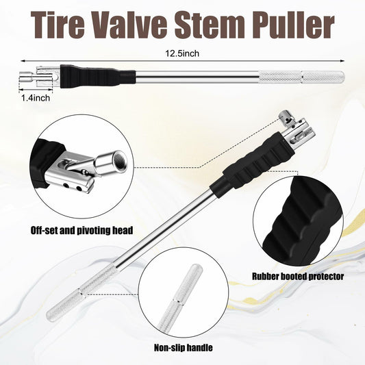 Tallew 2 Pcs Tire Valve Stem Puller & Scraper Tool Set with Rubber Boot