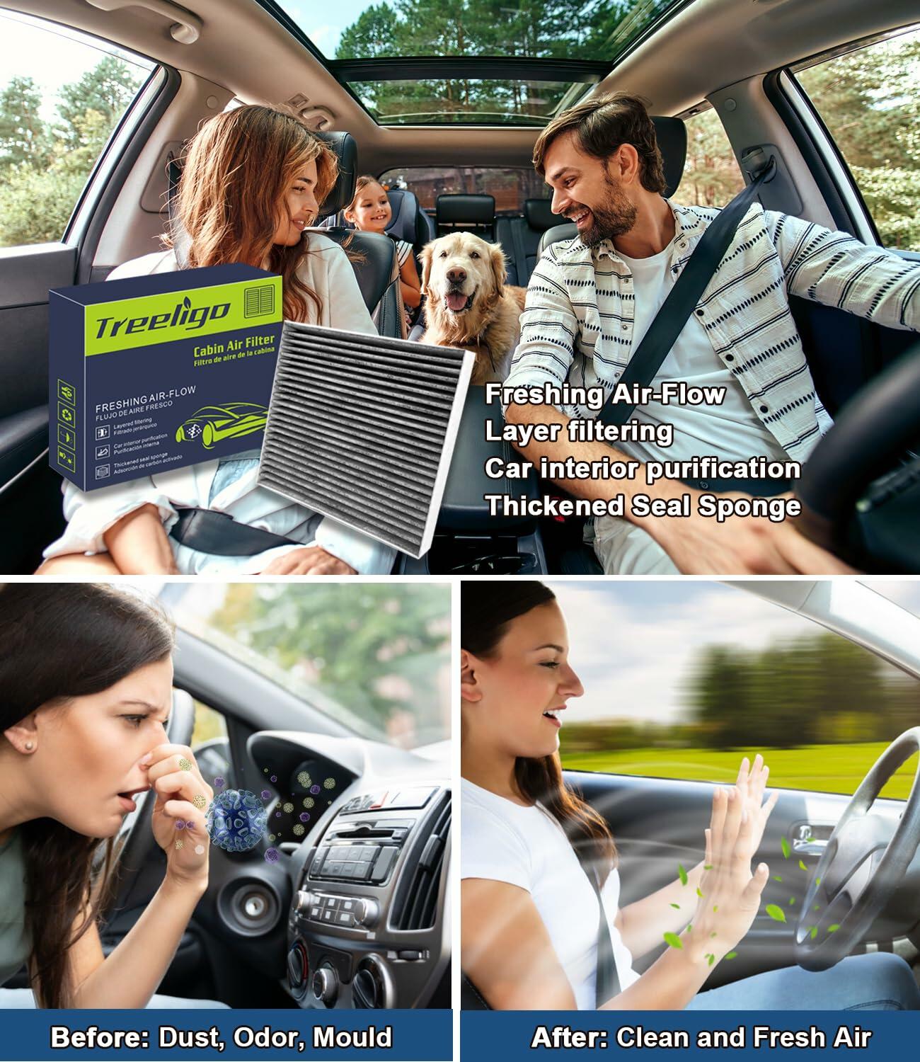 Treeligo CF10735 Cabin Air Filter w/ Coconut Charcoal Fits Genesis G70 G80 GV80