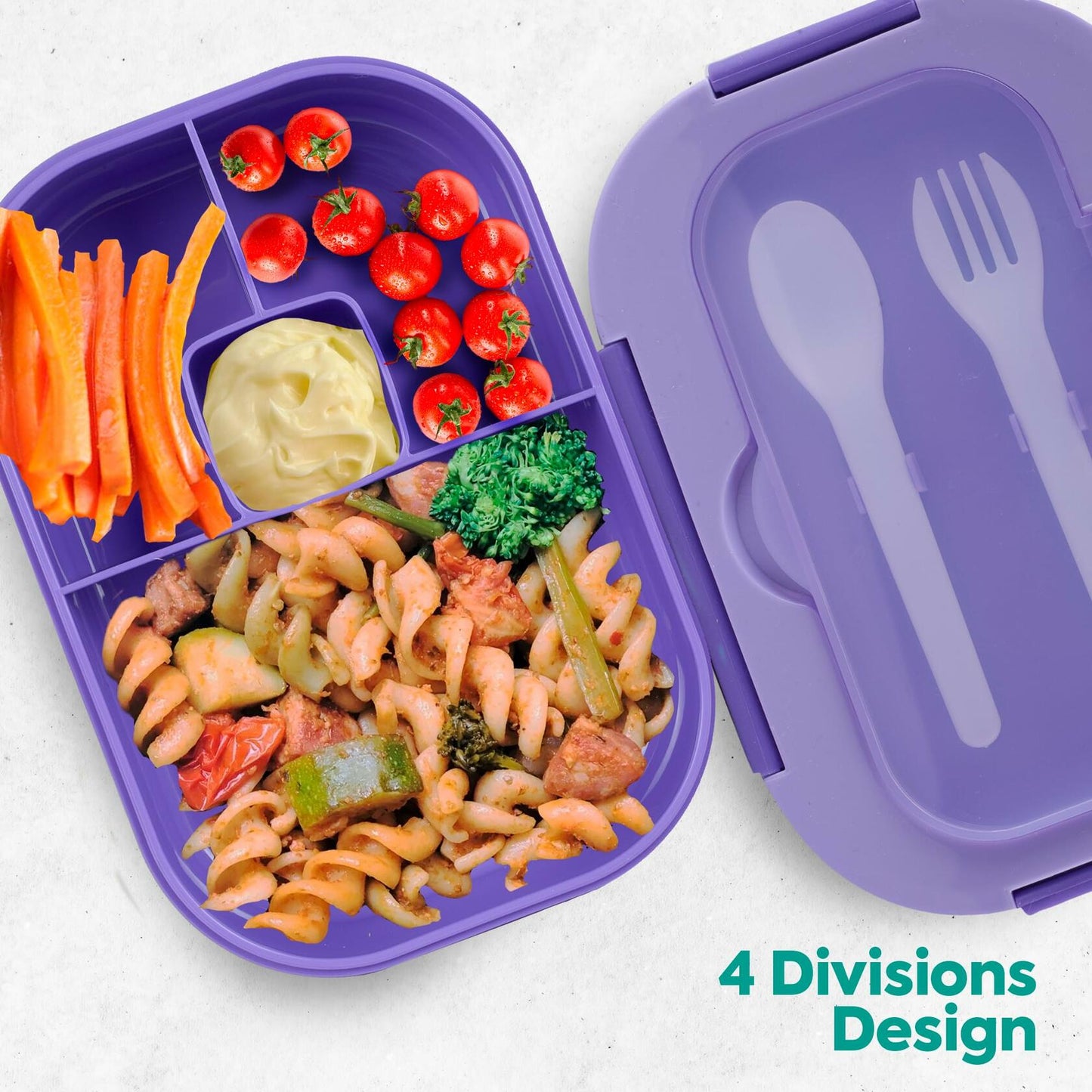 Generic DifaBella Kids Lunch Box 4 Compartments BPA-Free Purple 8.66x5.9x2.7