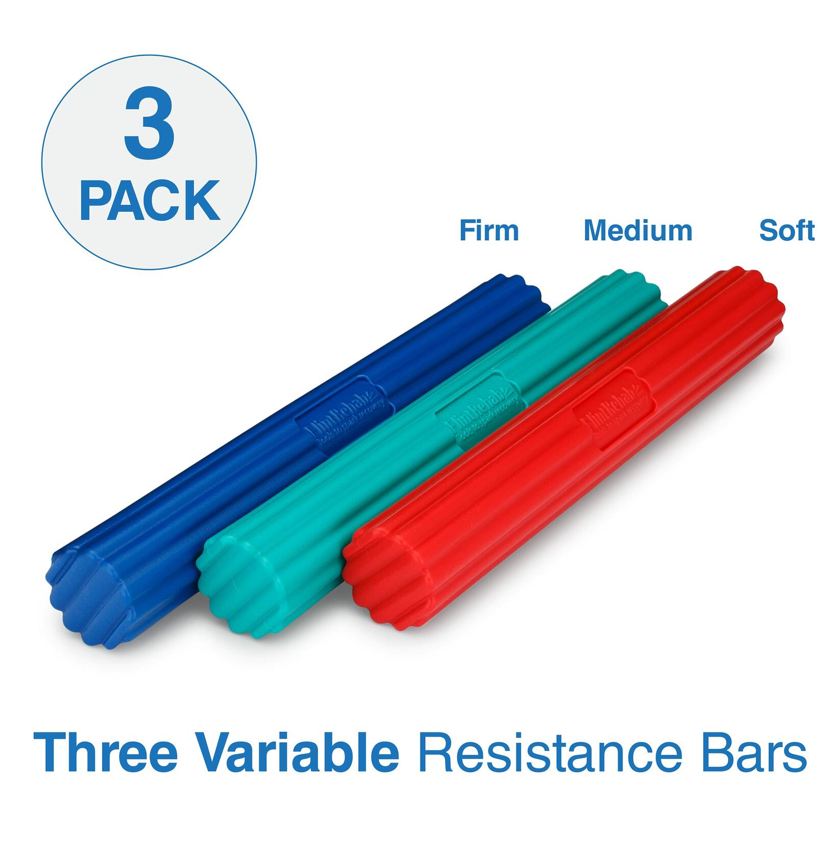 FlintRehab Flex Bars 3 Pack Multicolor Hand Therapy Resistance Exercise Bars