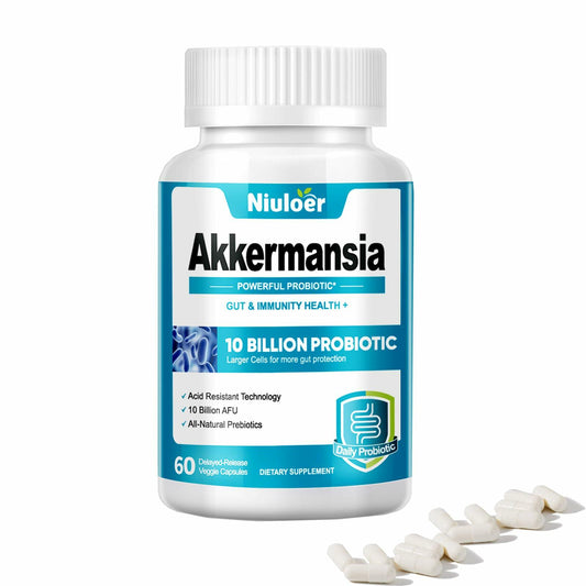 BestBy05/26 Niuloer Akkermansia Probiotic 10B AFUs + Organic Prebiotics 60 Caps