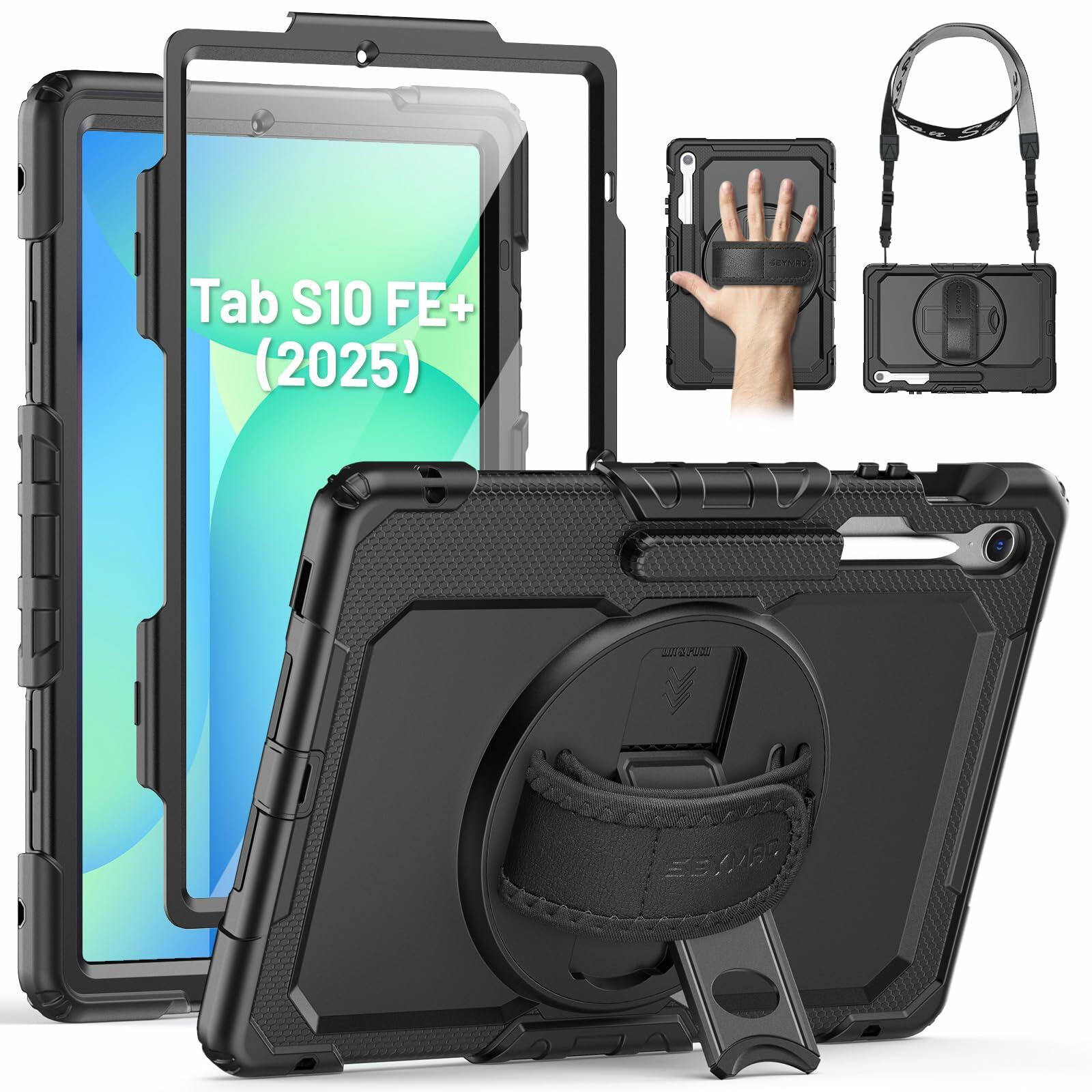[Like New] SEYMAC Samsung Galaxy Tab S10 FE+ 13.1" Heavy Duty Shockproof Case Black