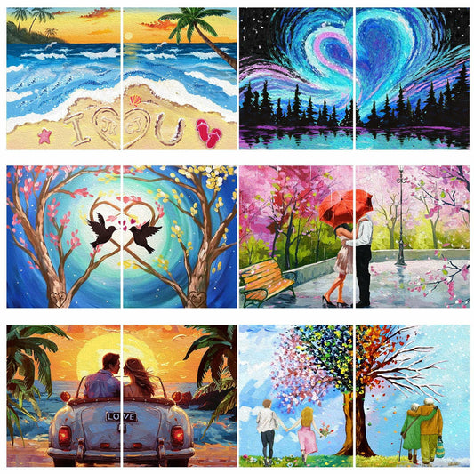 Ctosree 12 Pcs Valentine Pre Drawn Canvas Painting Boards 8x10 Inch Scenery