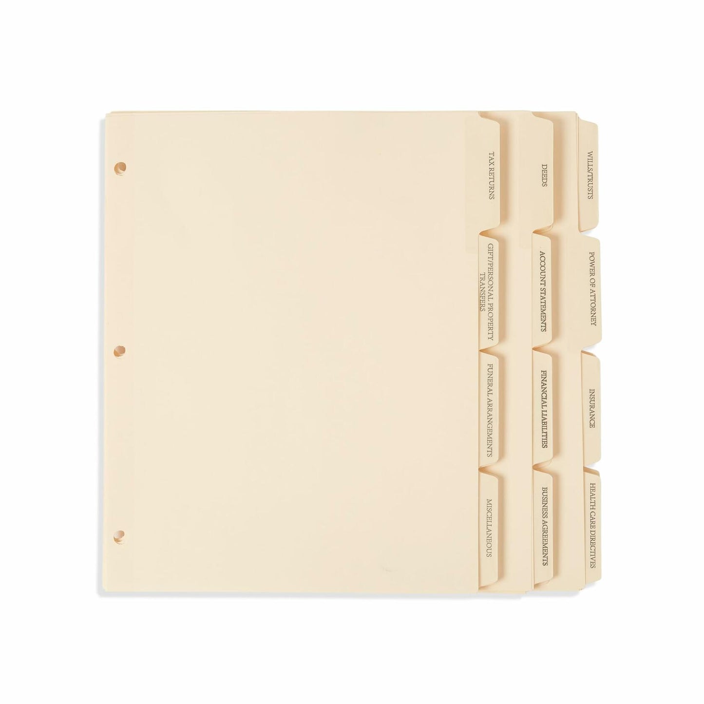 Blue Summit Estate Planning Dividers, Pre-Printed, Reinforced, 12 Tabs, 5 Sets