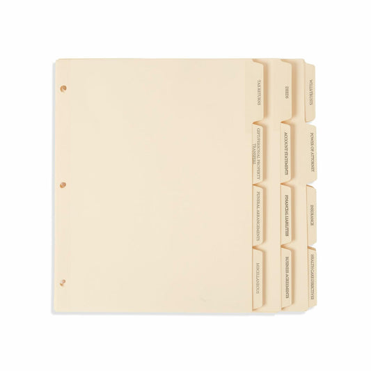 Blue Summit Estate Planning Dividers, Pre-Printed, Reinforced, 12 Tabs, 5 Sets