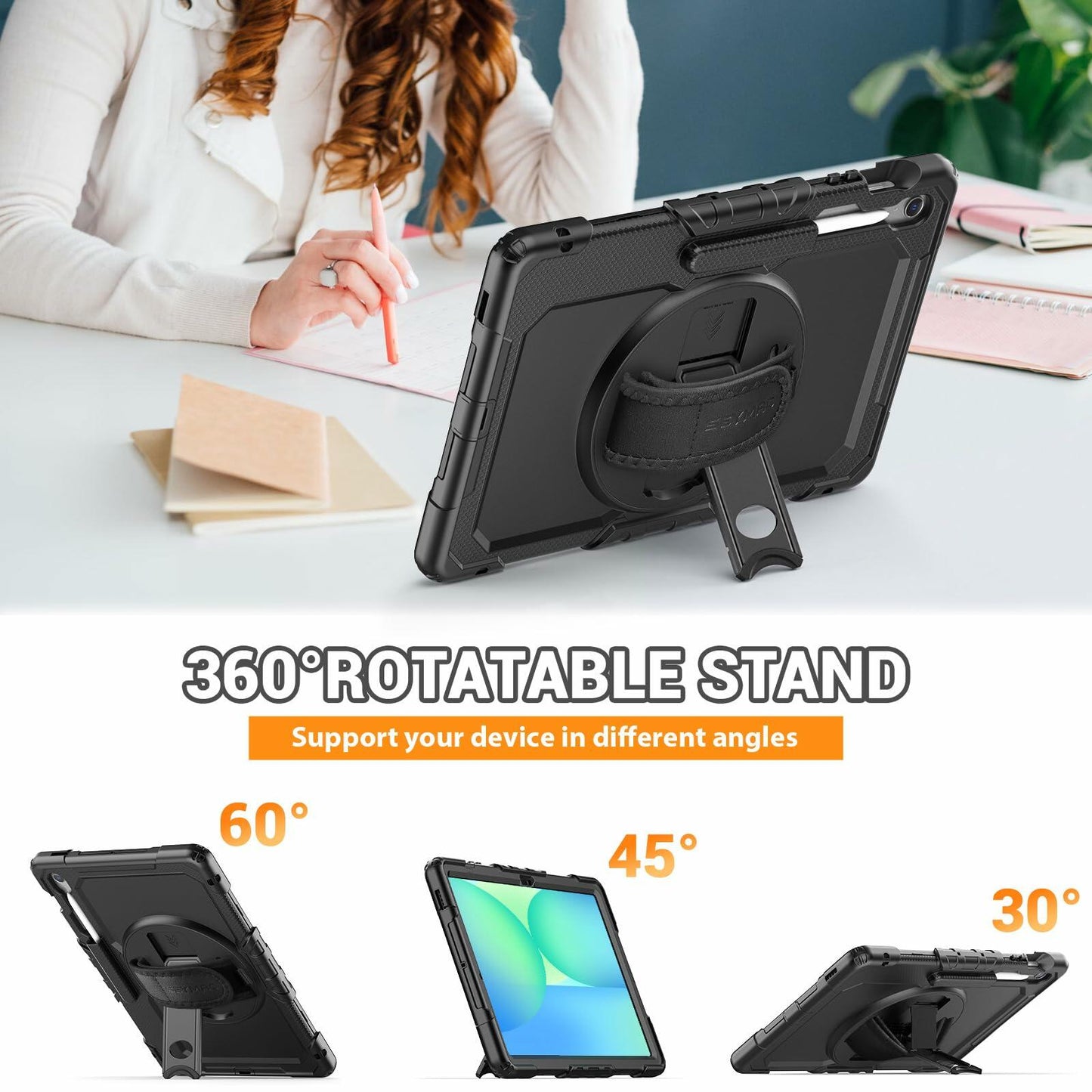 [Like New] SEYMAC Samsung Galaxy Tab S10 FE+ 13.1" Heavy Duty Shockproof Case Black