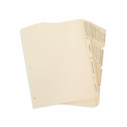Blue Summit Estate Planning Dividers, Pre-Printed, Reinforced, 12 Tabs, 5 Sets
