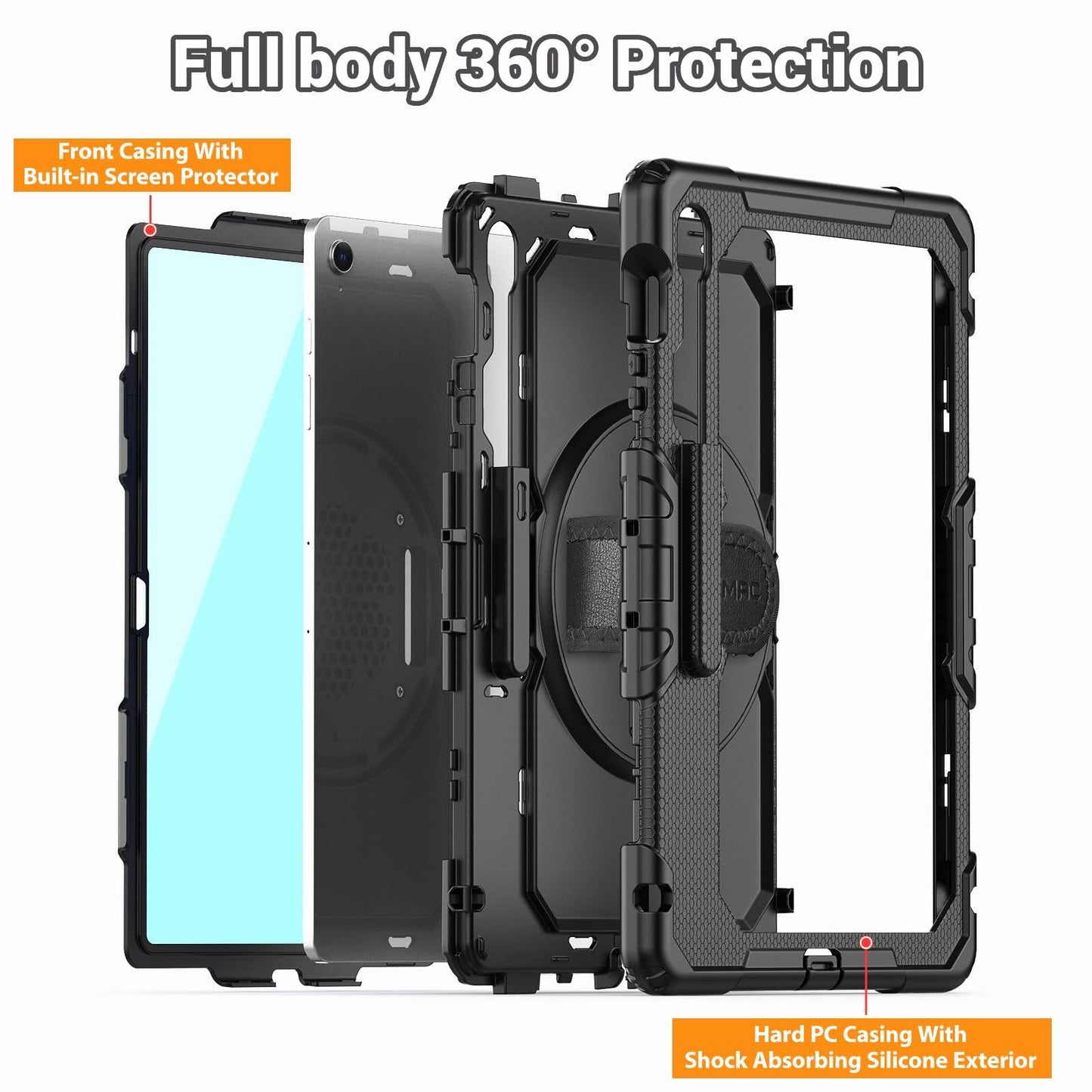 [Like New] SEYMAC Samsung Galaxy Tab S10 FE+ 13.1" Heavy Duty Shockproof Case Black