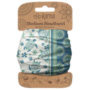 Karma Turtle Headband Fabric Hair Scarf White Blue Size Medium