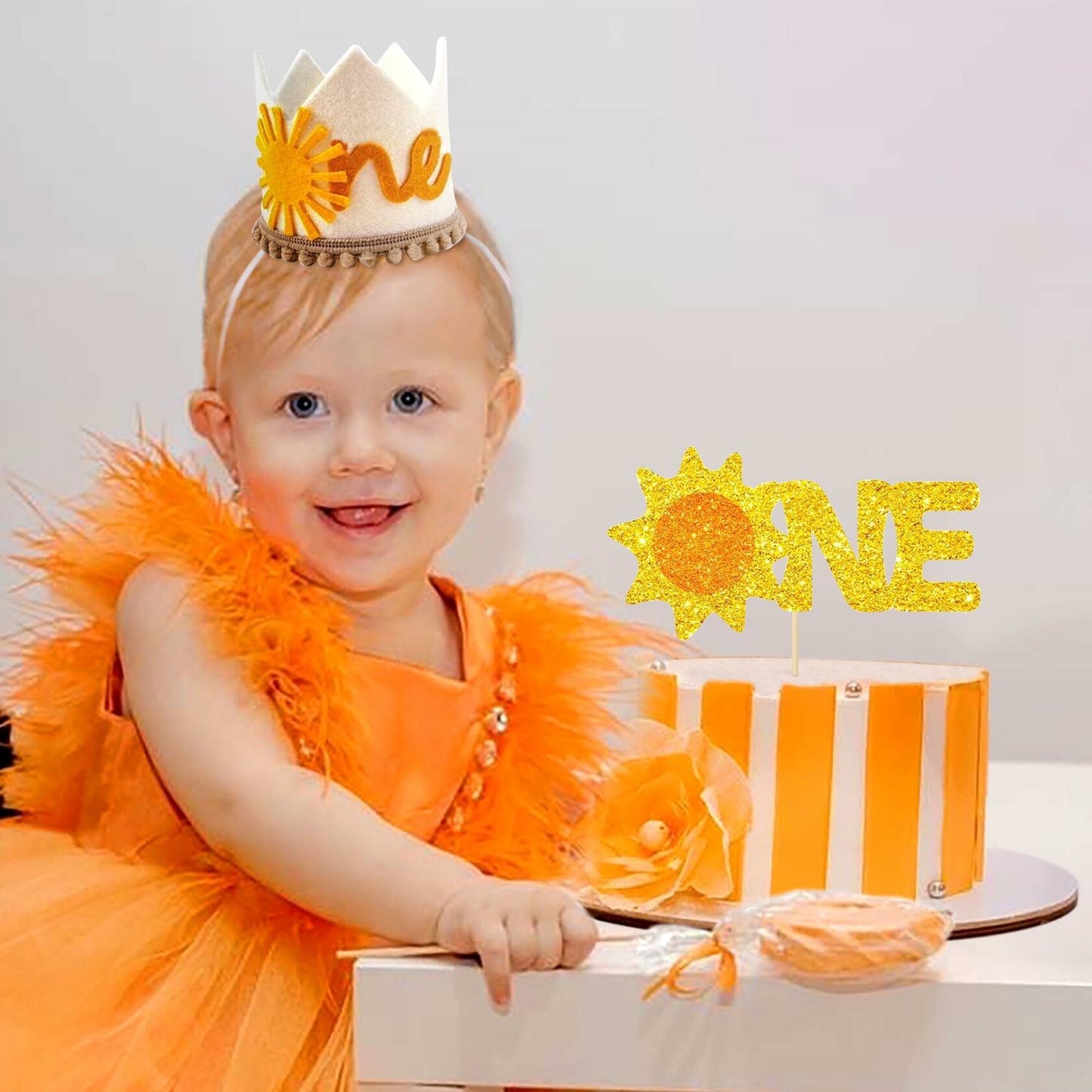 JeVenis 2pcs First Trip Around the Sun Birthday Hat Boho Sun Party Decoration