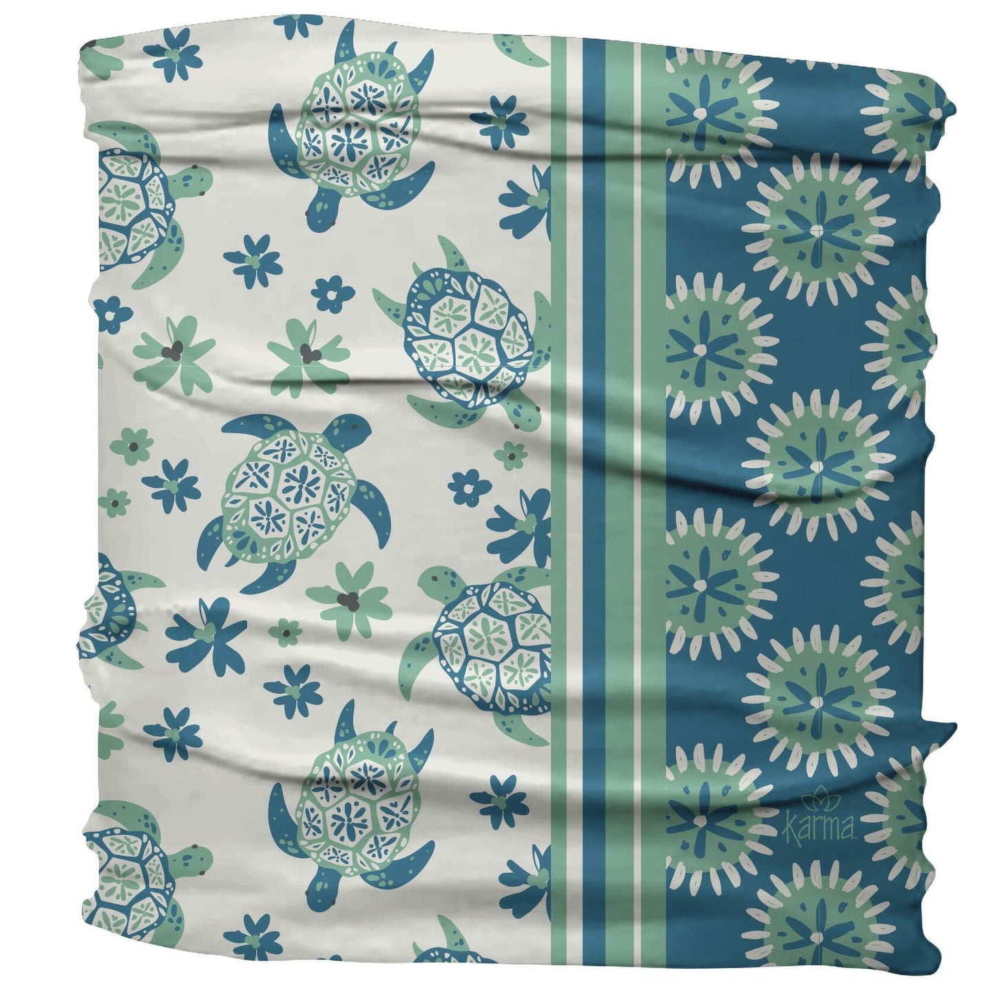 Karma Turtle Headband Fabric Hair Scarf White Blue Size Medium