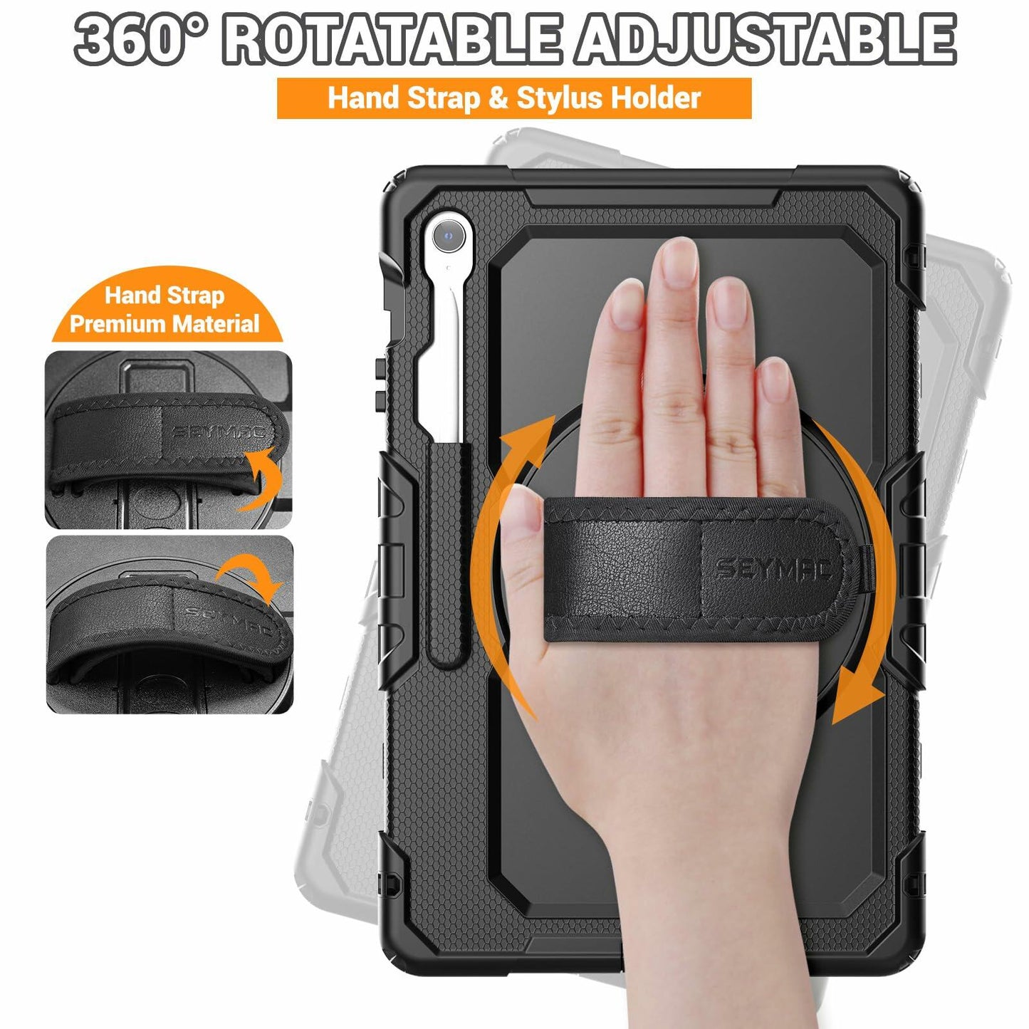 [Like New] SEYMAC Samsung Galaxy Tab S10 FE+ 13.1" Heavy Duty Shockproof Case Black