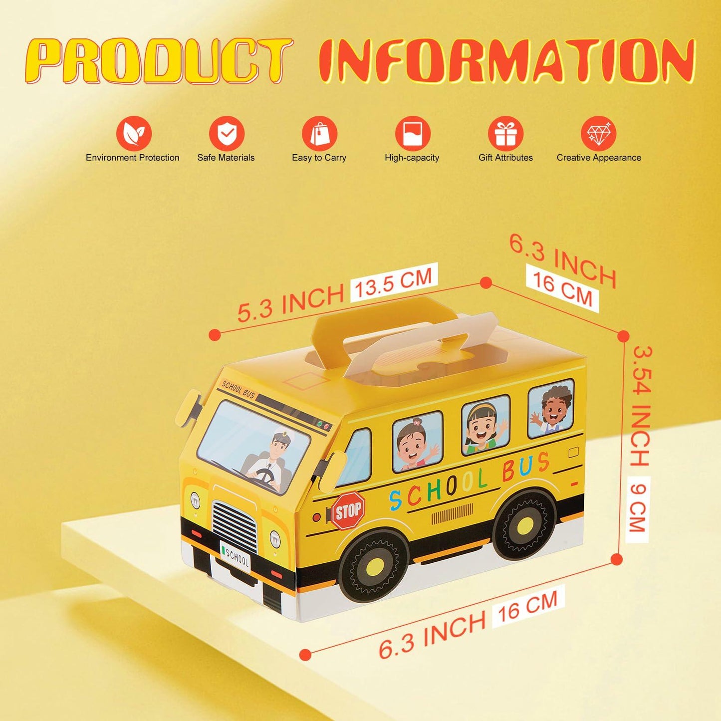 AmazingSpark 24 Pcs School Bus Treat Boxes Yellow Back to School Party