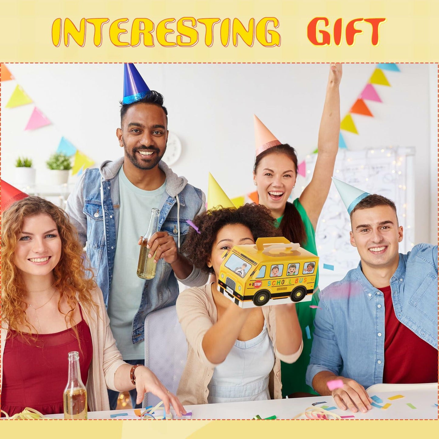 AmazingSpark 24 Pcs School Bus Treat Boxes Yellow Back to School Party