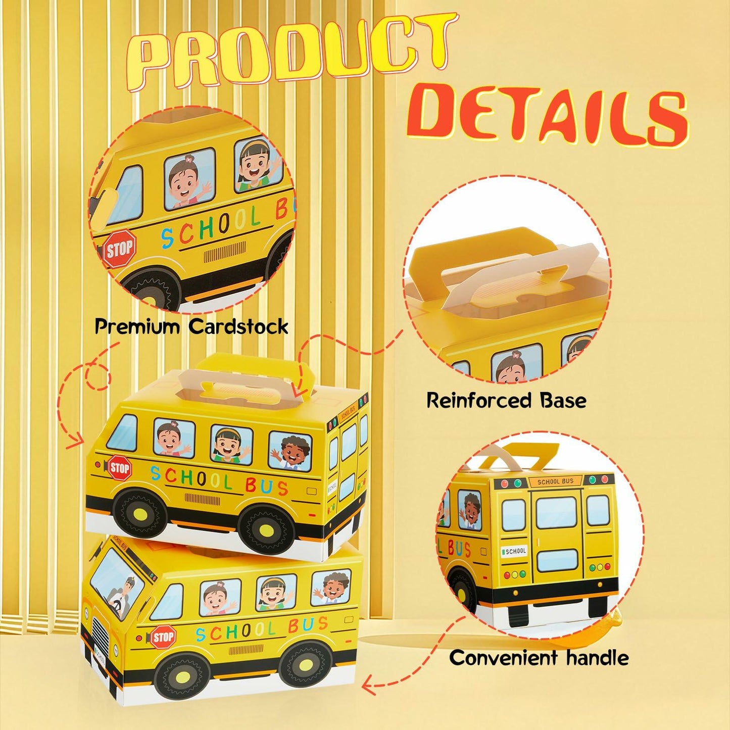 AmazingSpark 24 Pcs School Bus Treat Boxes Yellow Back to School Party
