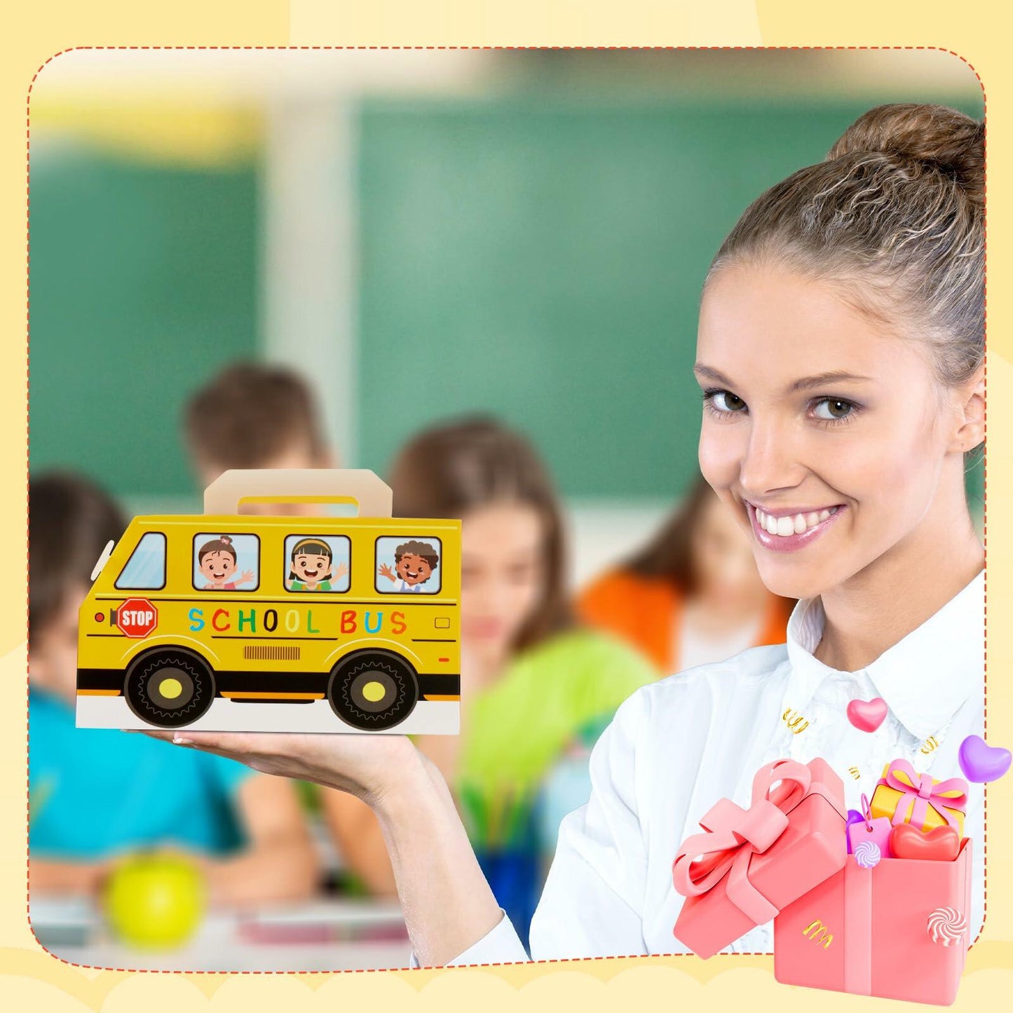 AmazingSpark 24 Pcs School Bus Treat Boxes Yellow Back to School Party