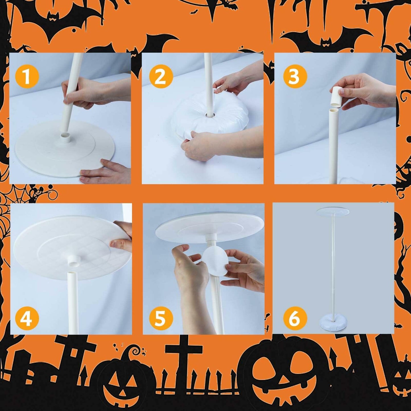 Waybas Ghost Halloween Candy Bowl LED Lights Outdoor 47" Tall White