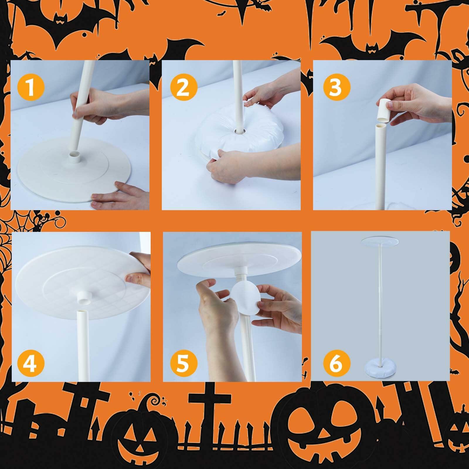 Waybas Ghost Halloween Candy Bowl LED Lights Outdoor 47" Tall White