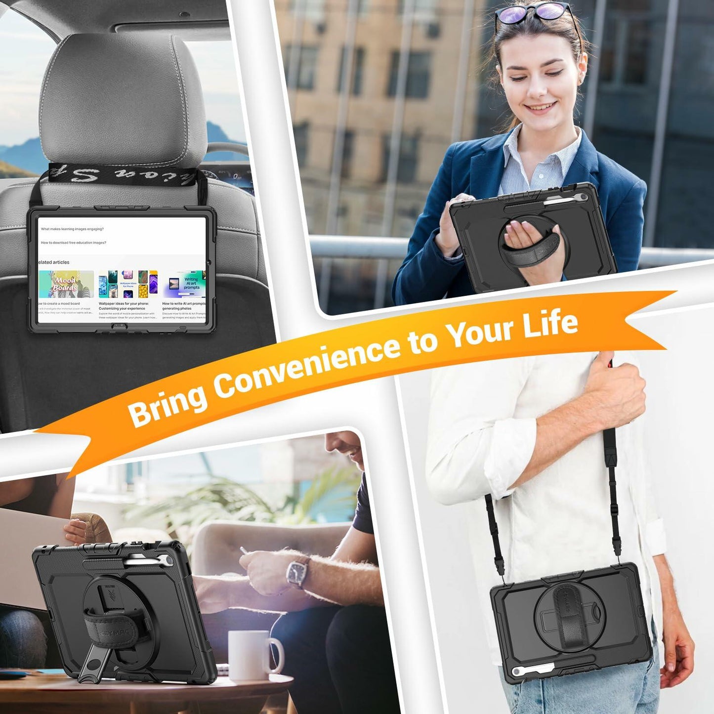 [Like New] SEYMAC Samsung Galaxy Tab S10 FE+ 13.1" Heavy Duty Shockproof Case Black