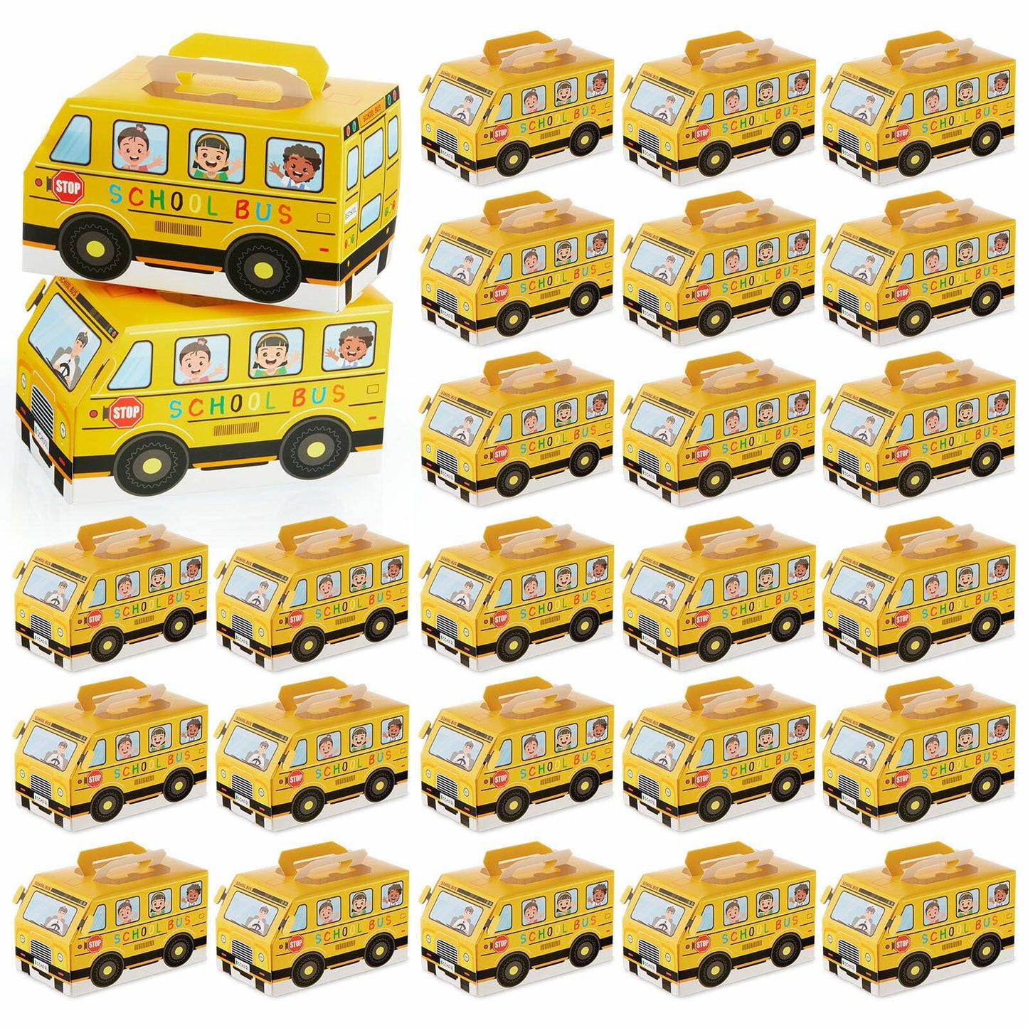 AmazingSpark 24 Pcs School Bus Treat Boxes Yellow Back to School Party