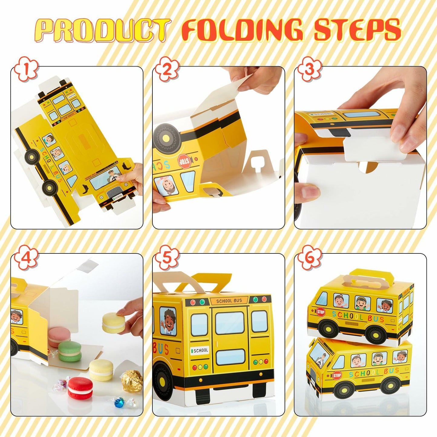 AmazingSpark 24 Pcs School Bus Treat Boxes Yellow Back to School Party