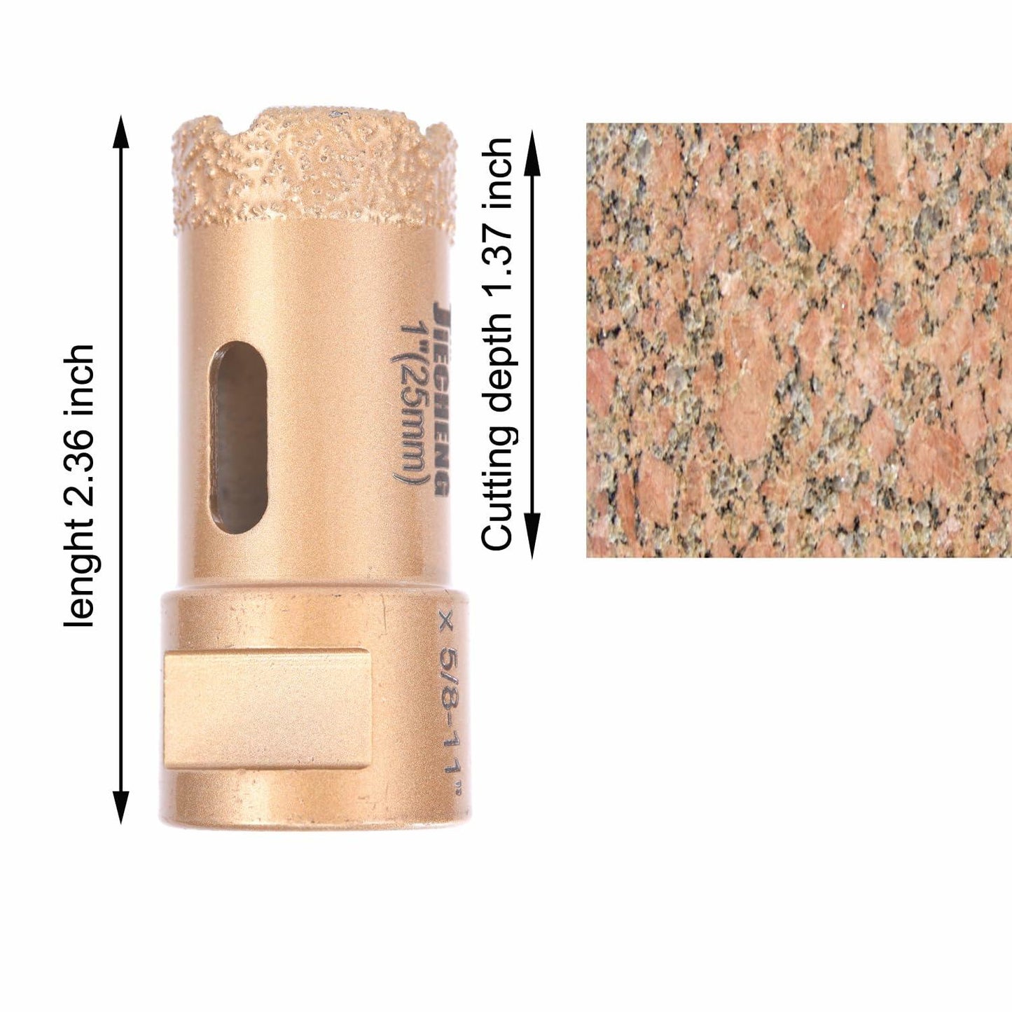 JIECHENG 1" Diamond Hole Saw 25mm Gold for Granite Quartzite Marble Concrete