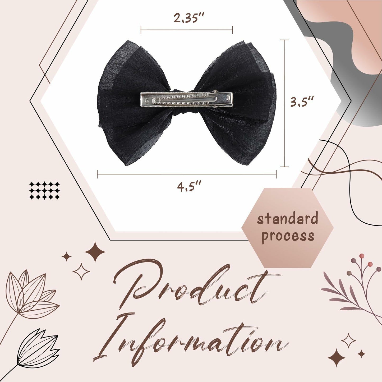 YanJie Baby Girls Hair Bows Pink Blue Tulle Lace Clips Pack of 2