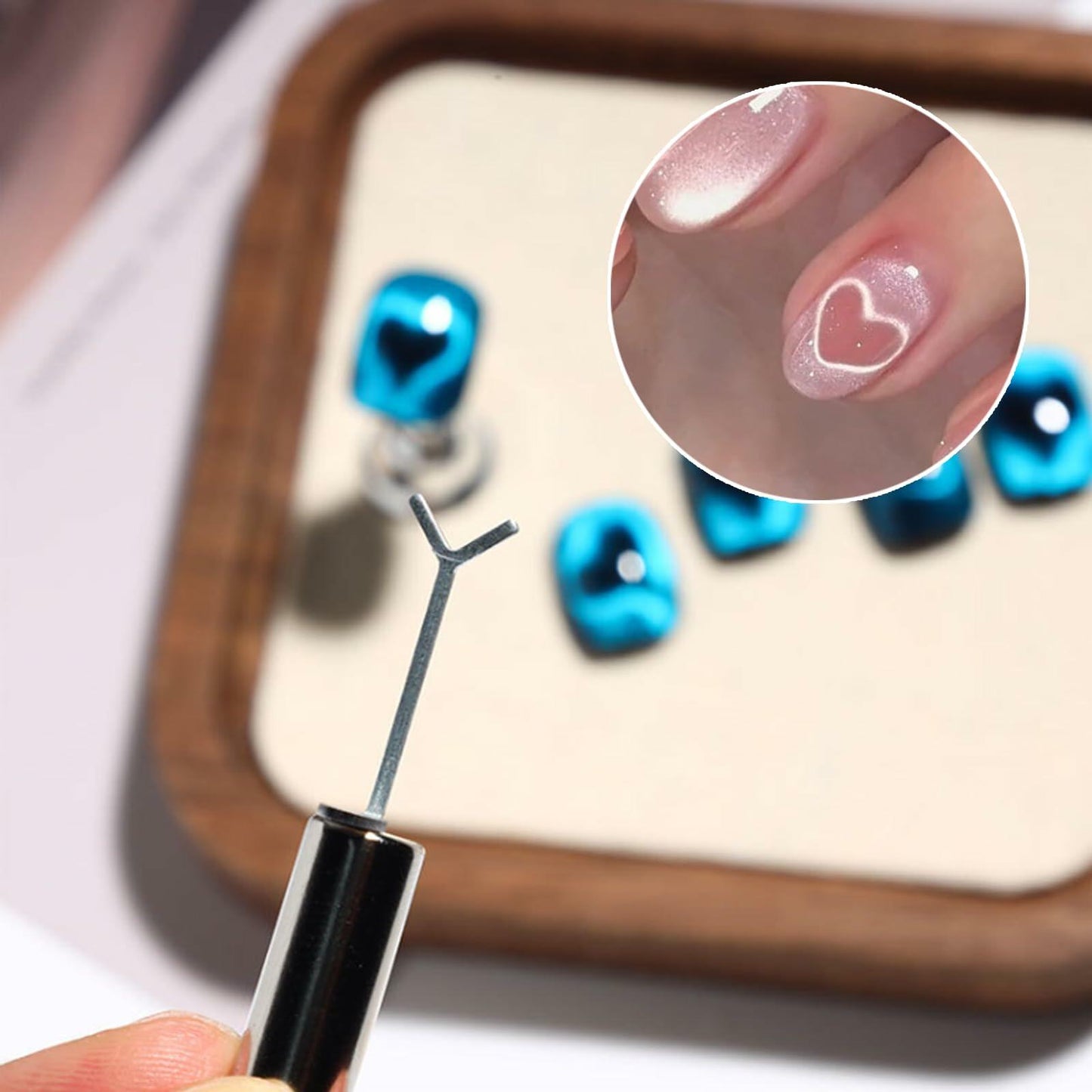 KooluWin 5 Pack Heart Cat Eye Gel Polish Magnets Black with Y-Shaped Guide