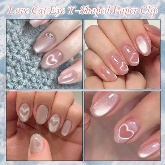 KooluWin 5 Pack Heart Cat Eye Gel Polish Magnets Black with Y-Shaped Guide