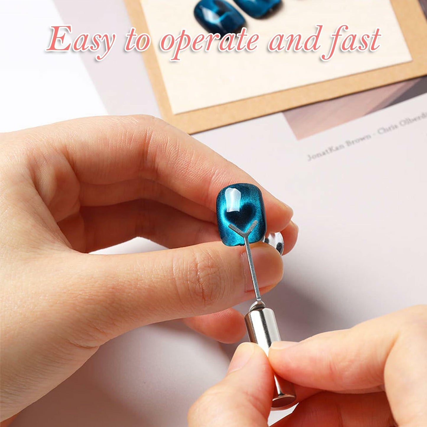 KooluWin 5 Pack Heart Cat Eye Gel Polish Magnets Black with Y-Shaped Guide