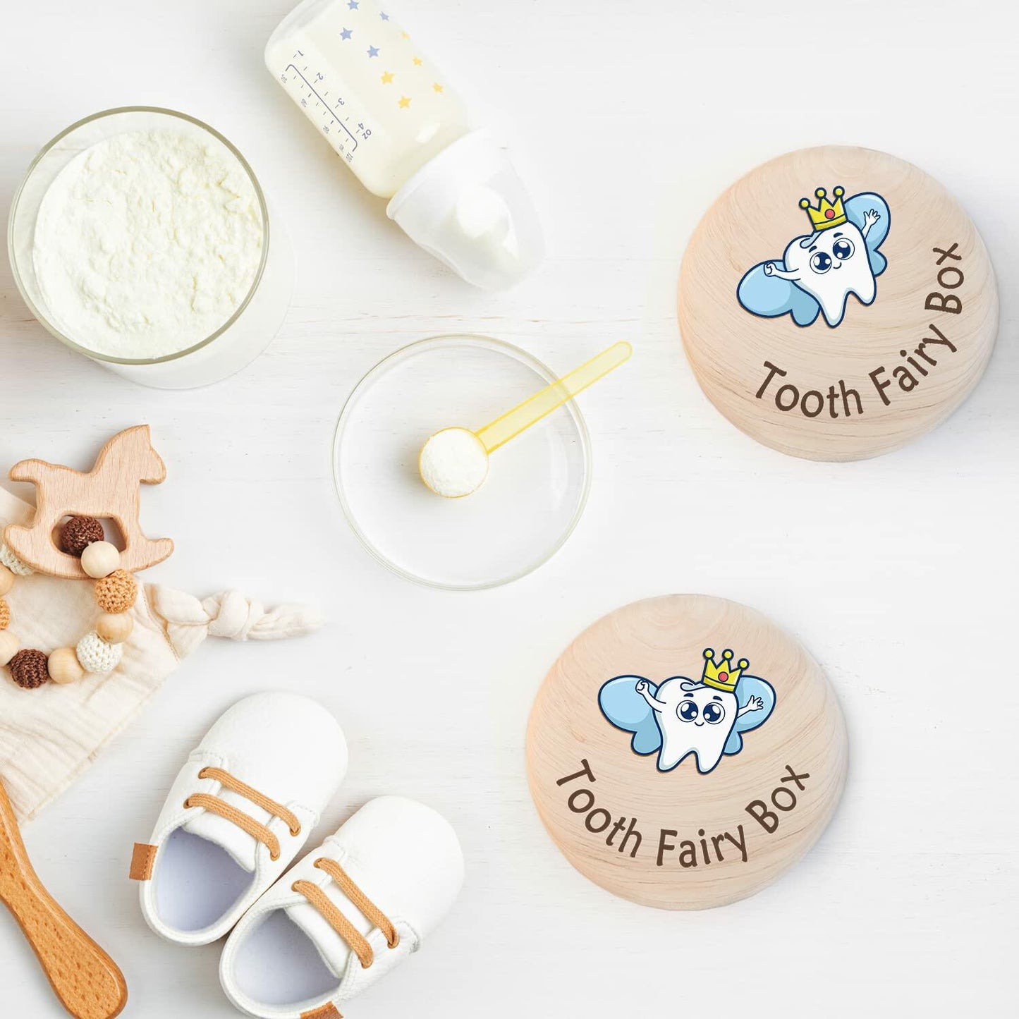 Azbuk Tooth Fairy Box Wooden Wings 3D Tooth Storage Kids Boys Girls Color 004