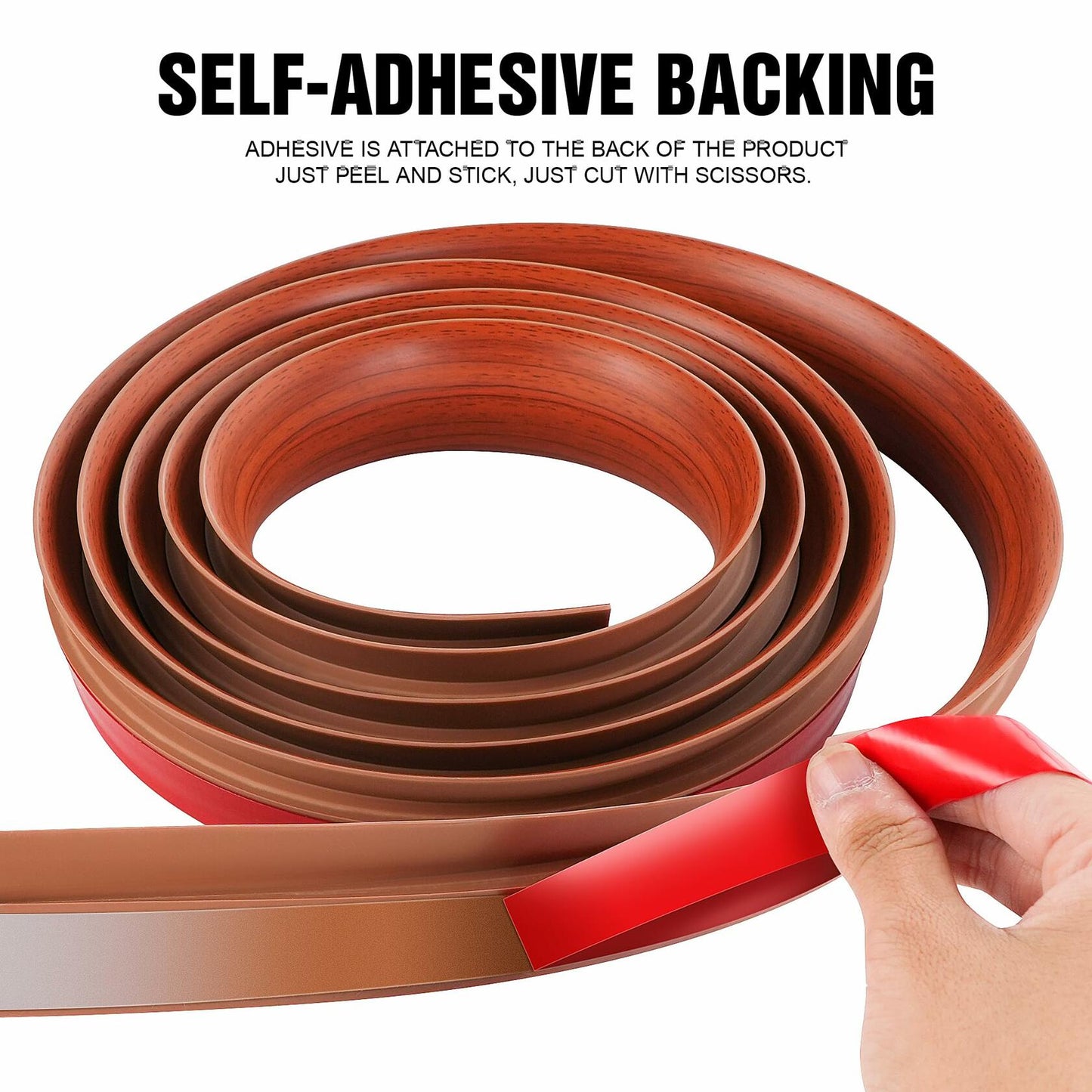 BNELL Floor Transition Strip PVC Self Adhesive 9.84FT Red Teak Wood Grain