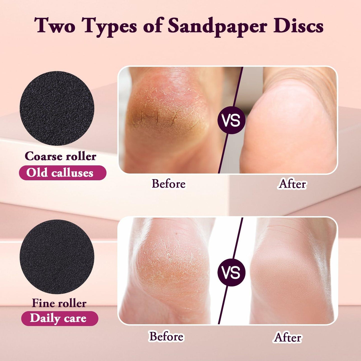 AFFLAT Electric Foot Callus Remover Adjustable Speed 0-600RPM60 Sandpaper Purple