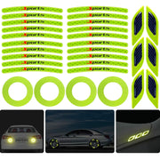 3D Strong Reflective Car Fender Trunk Wheel Tire Rim Stickers Diamond Grade