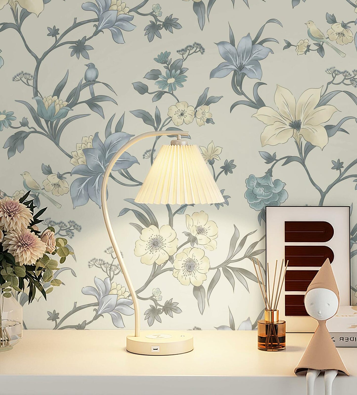 Hopepak Green Floral Peel and Stick Wallpaper 16.1x394 inch Vinyl Modern