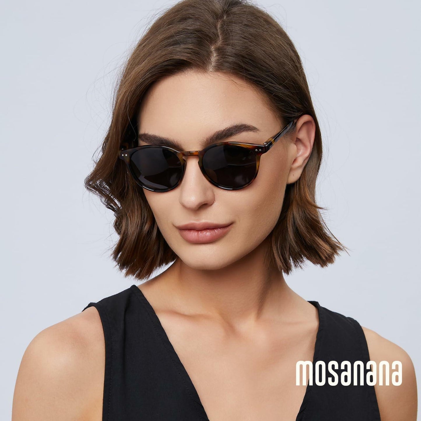 mosanana Polarized Round Sunglasses Small Tortoise Grey Casual Women MS52361