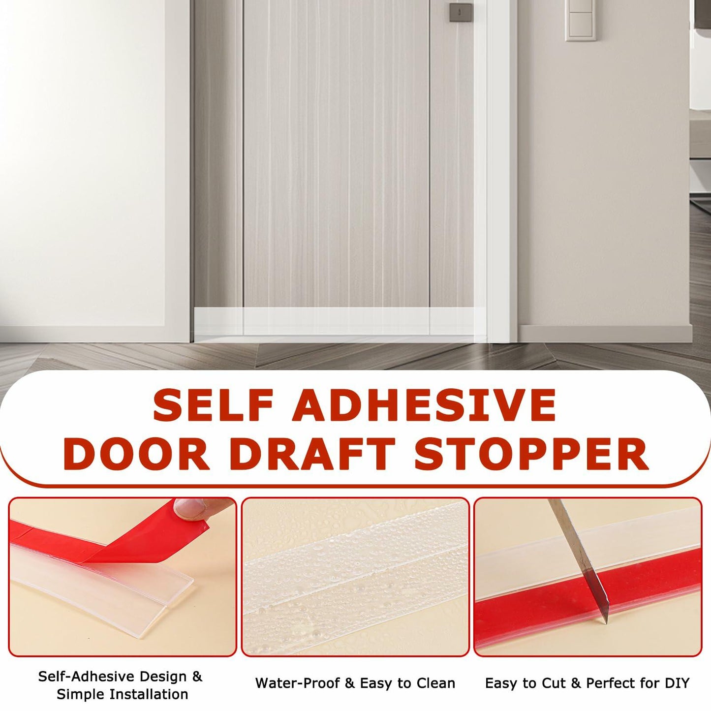 Heonay Weather Stripping Door Draft Stopper Silicone Strip Transparent 2inx20ft