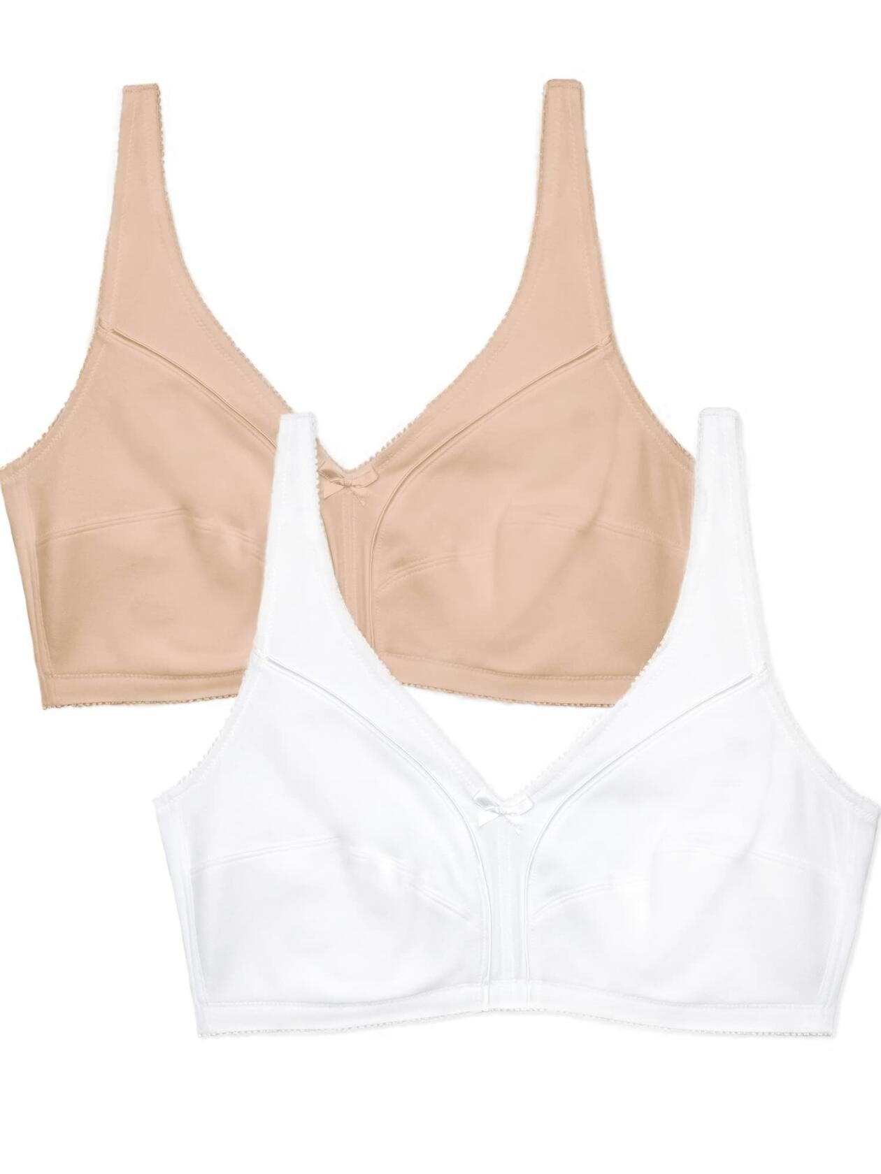 Fruit of the Loom Womens Seamed Wirefree Full Coverage Bra White/Sand Size 36D