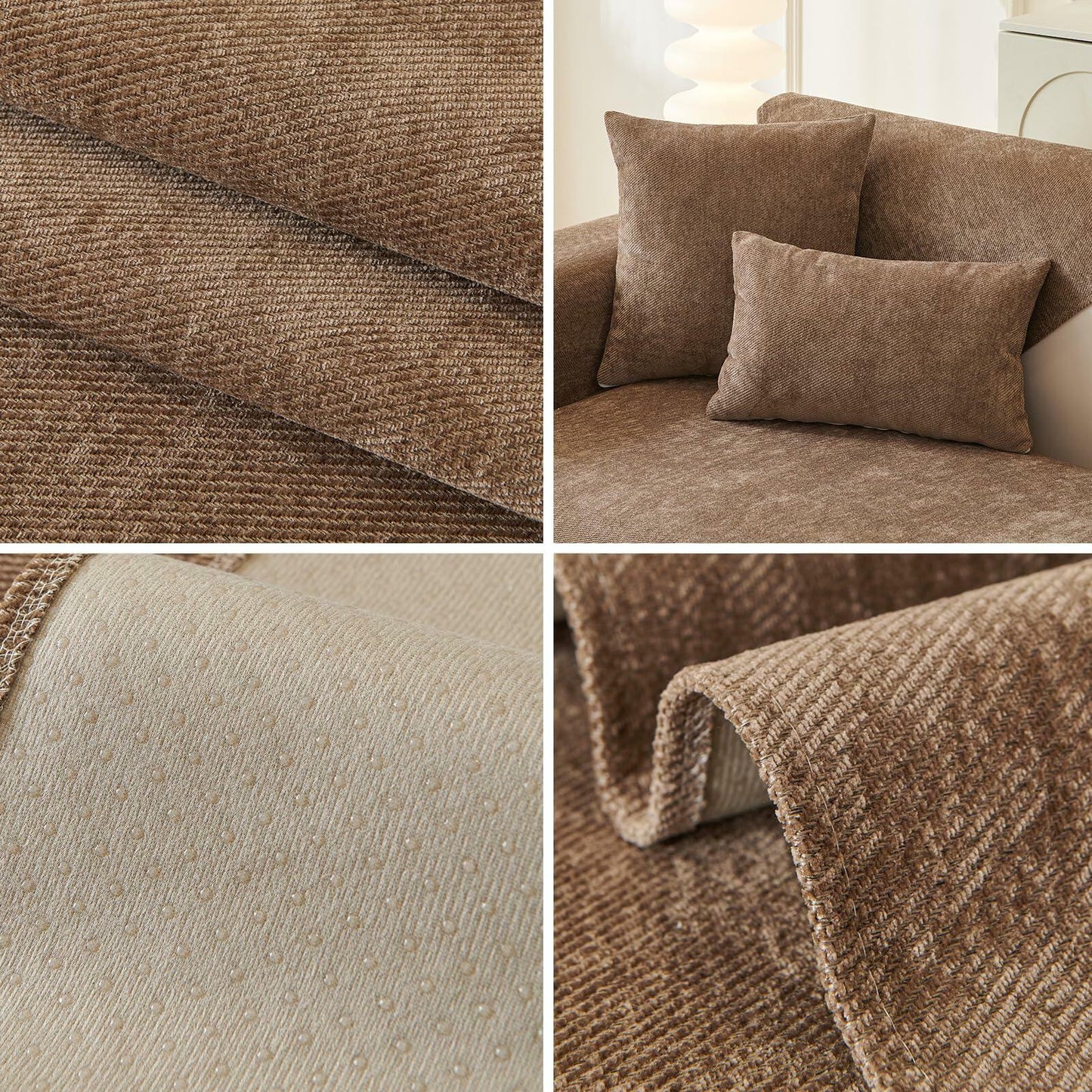 tianxinbaobei Plush Non-Slip Chenille Sofa Cover Light Gray 36x36 Armchair